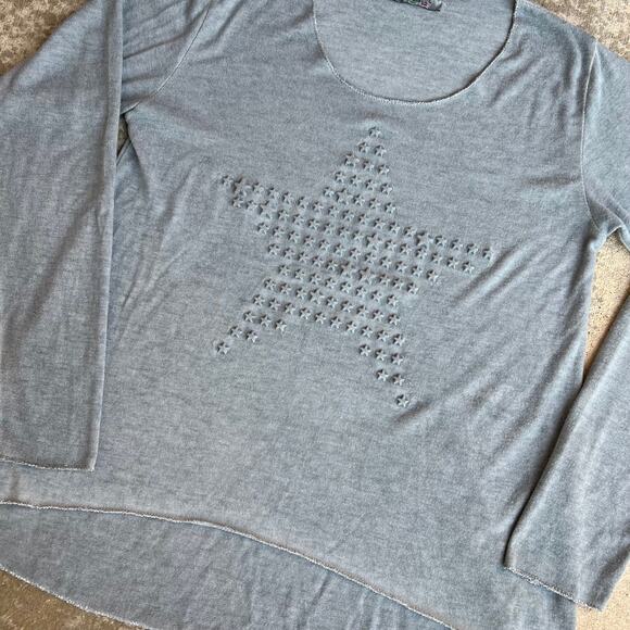 femme fatale Star 3D Stars Thin Hi-Lo Knit Top Sz S - Picture 5 of 7